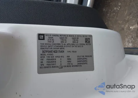 2012 GMC Sierra Slt z USA, uszkodzony, nr VIN 3GTP2WE74CG175434